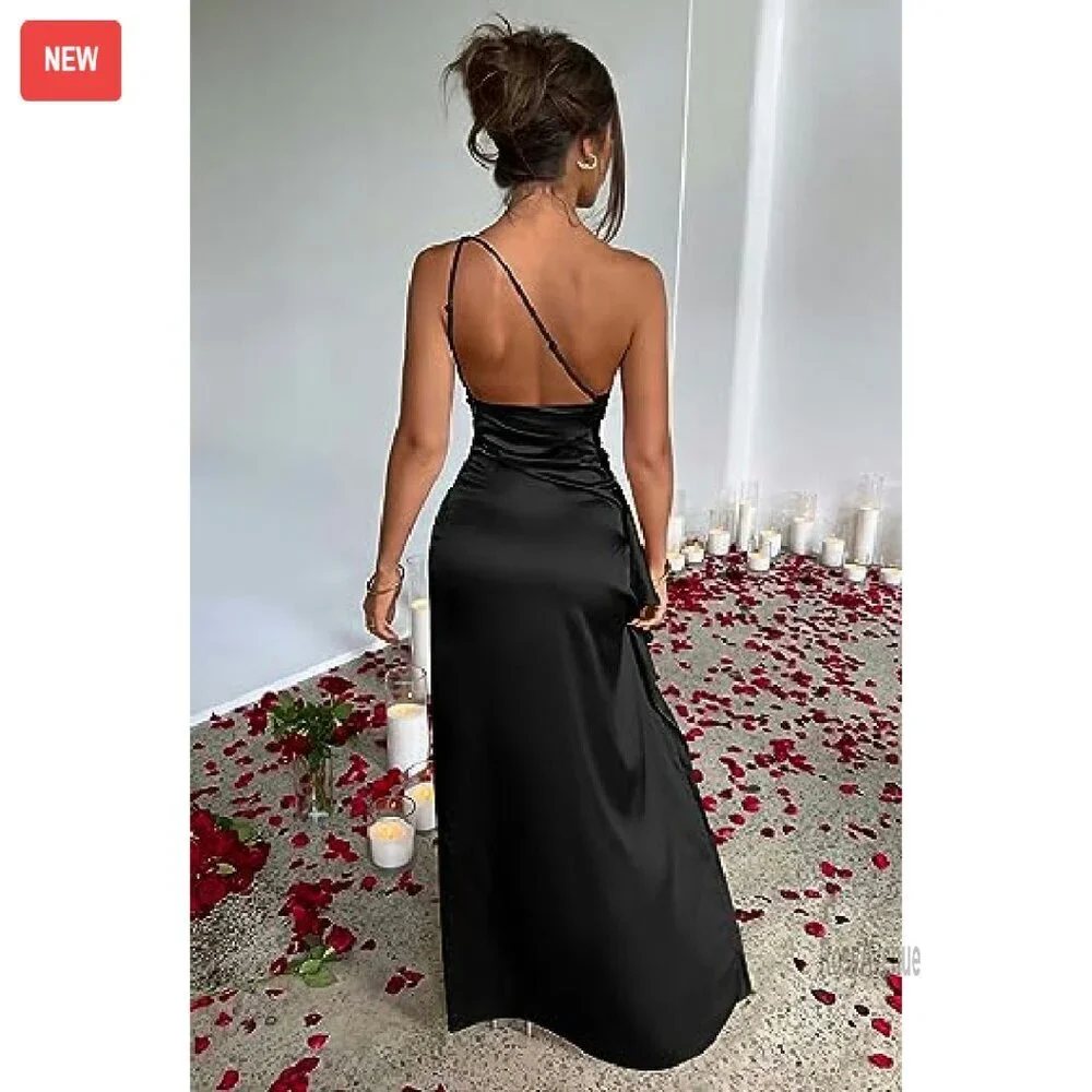 One Shoulder High Split Maxi Dress Formal Evening Gown - Picture 6 of 8